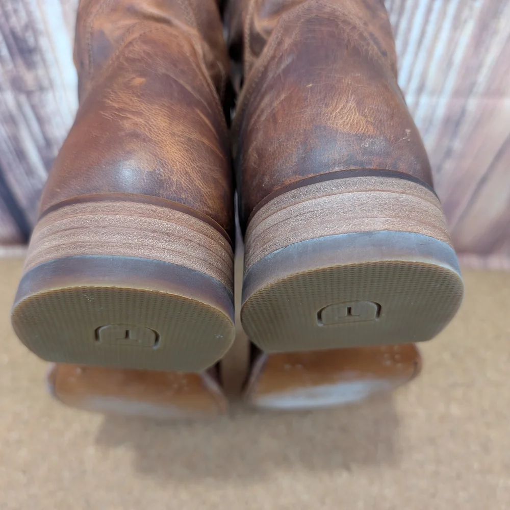 Tecovas Rustic Brown Roper Goat Leather Cowboy Boots 10 D - Picture 4 of 13